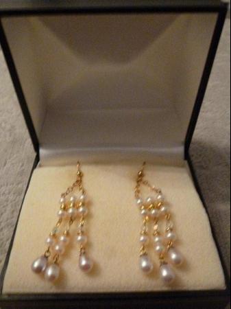 Image 1 of STUNNING FRESHWATER PEARLS AND 9CARAT GOLD EARRINGS