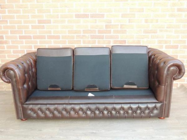 Image 13 of Chesterfield 3 seater Antique Brown Sofa (UK Delivery)