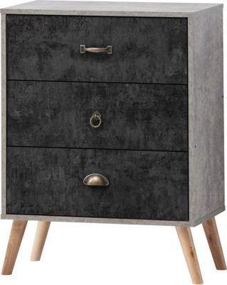 Preview of the first image of Nordic 3 drawer chest in concrete/charcoal.