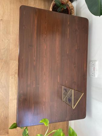 Image 3 of Elegant solid wood coffee table dark navy legs