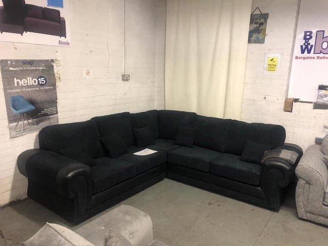 Preview of the first image of Tango 2 corner 2 sofa in black jumbo cord.