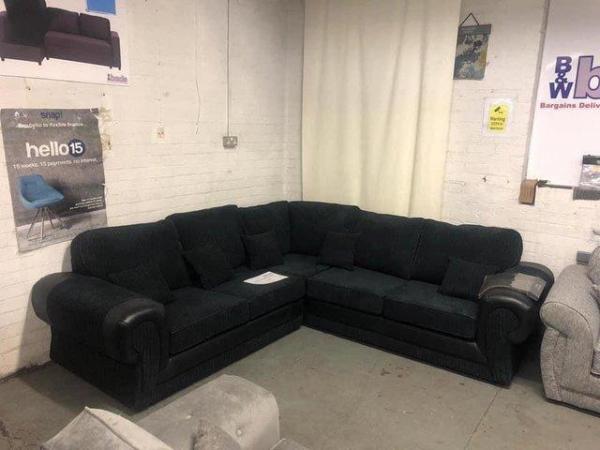 Image 1 of Tango 2 corner 2 sofa in black jumbo cord