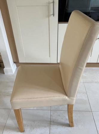 Image 3 of Dining Chairs- High Back Roll Top.Leather and Oak