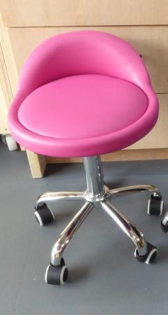 Image 1 of PU Leather Round Bar Stool with Back Rest Height Adjustable