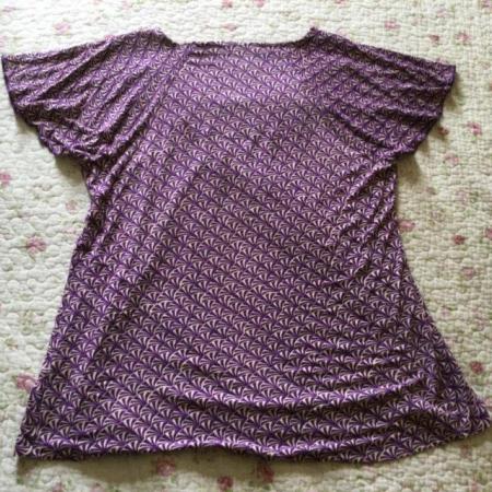 Image 4 of Size 18 NEXT Purple & Cream Short Sleeved Smock Top