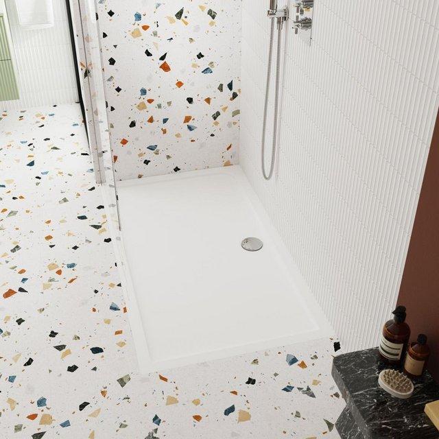 Preview of the first image of Nuie Pearlstone Rectangular Shower Tray 1400mm x 760mm - Whi.