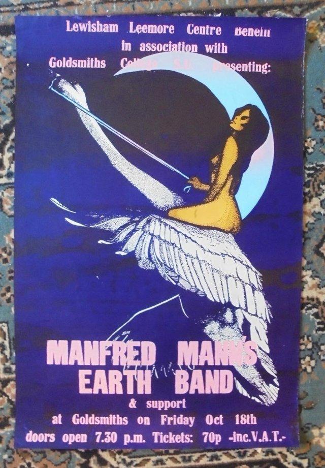 Preview of the first image of 1974 Manfred Mann's Earth Band gig poster.