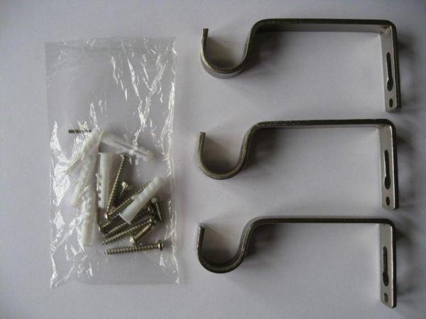Image 1 of 3 x Satin Nickel Metal Brackets for 19mm Pole Brand New from