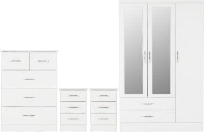 Preview of the first image of NEVADA 3 DOOR 2 DRAWER MIRRORED WARDROBE BEDROOM SET.