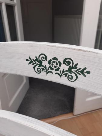 Image 3 of Whitewashed stencilled chair