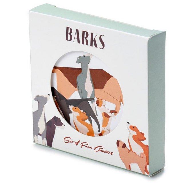 Preview of the first image of Set of 4 Cork Novelty Coasters - Barks Dog. Free uk Postage.