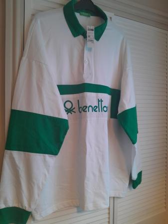 Image 3 of BNWT Benetton 80s Classic mens rugby shirt  SIZE XXL