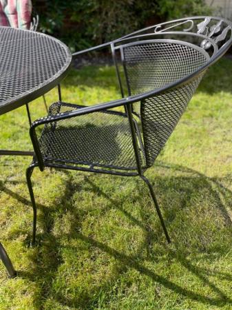 Image 2 of Black Outdoor Patio Garden Furniture Round Table & 4 Chairs