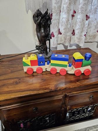 Image 2 of Wooden toy train with two carriages