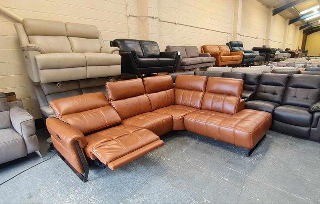 Image 16 of Packham Metz caramel leather electric recliner corner sofa