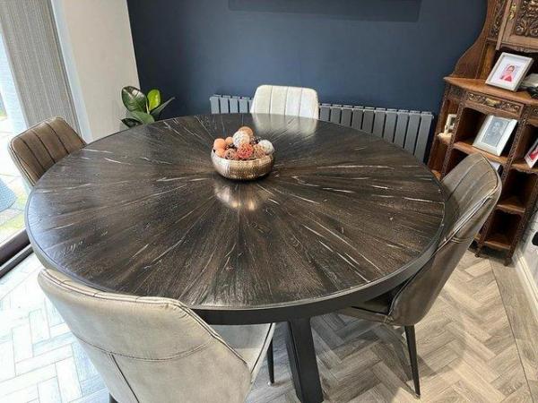 Image 1 of Dark wood dining table with 4 chairs