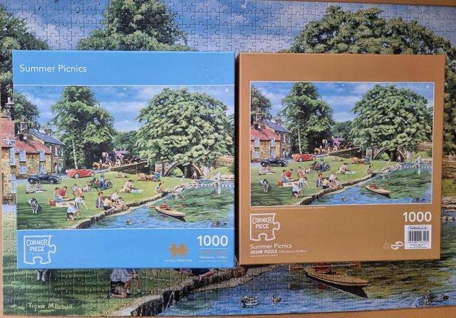 Image 1 of 1000 piece Jigsaw called SUMMER PICNICS by CORNER PIECE PUZZ