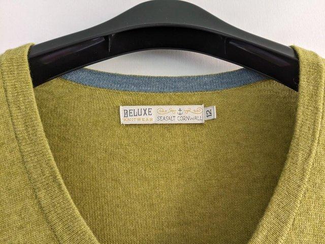 Preview of the first image of Seasalt Grey Seal Cardigan in moss green Size 12.