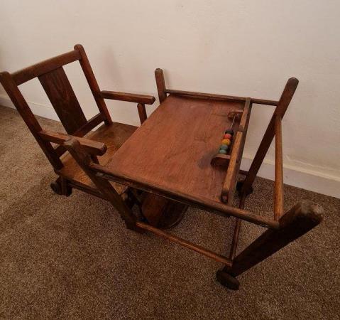 Image 2 of Antique Oak Chair Metamorphic Childrens Play and High Chair