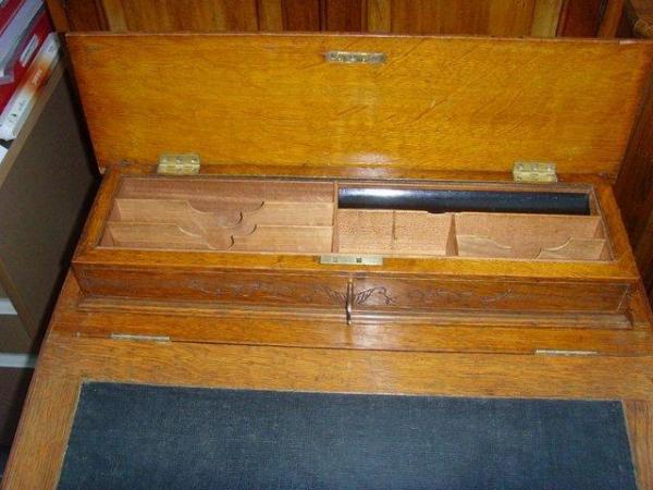 Image 2 of Antique solid Oak Victorian Davenport desk
