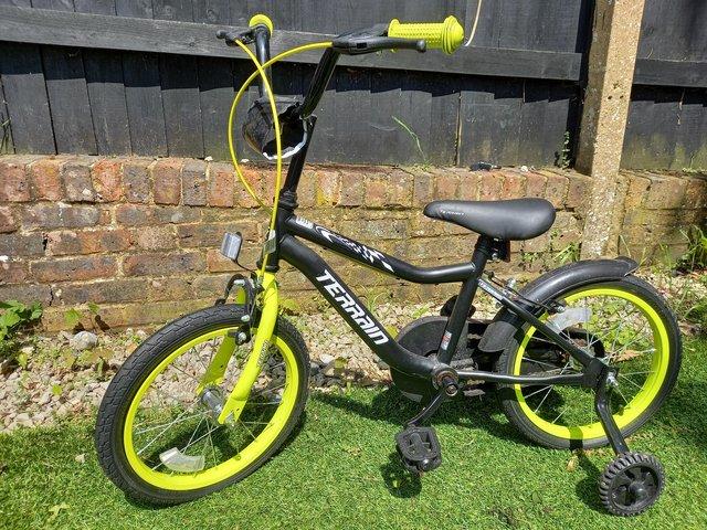 Preview of the first image of Black & Yellow Terrain Junior Bicycle.