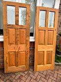 Image 1 of Oak Front double doors with upper glass in 4 sections