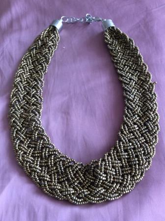 Image 2 of Gold/Rust coloured woven necklace
