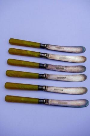 Image 1 of James Walker Ltd set of 6 tea knives with bakelite handles a