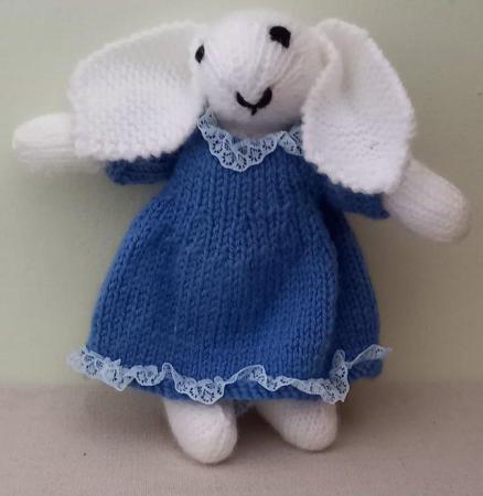 Image 1 of Hand Knitted White Rabbit with Floppy Ears - New