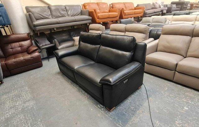 Image 11 of Dune black leather electric recliner 3 seater sofa