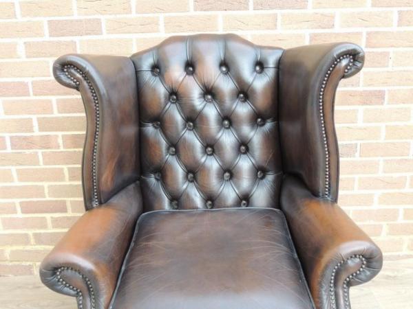 Image 4 of Queen Anne Golden Brown Armchair Chesterfield (UK Delivery)