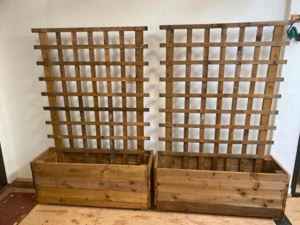 Image 5 of Pair of Heavy duty rustic pressure treated garden planters