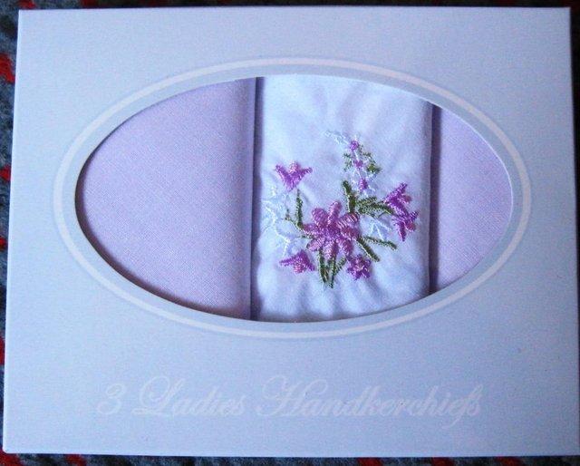Preview of the first image of NEW pack of 3 Ladies Handkerchiefs and more..