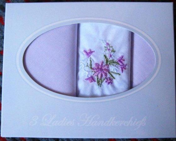 Image 1 of NEW pack of 3 Ladies Handkerchiefs and more.