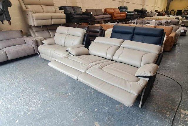 Image 10 of La-z-boy grey and black leather 3+2 seater sofas