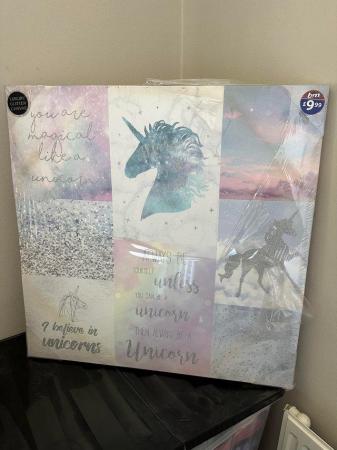 Image 1 of Brand New  Unicorn canvas in pastel colours