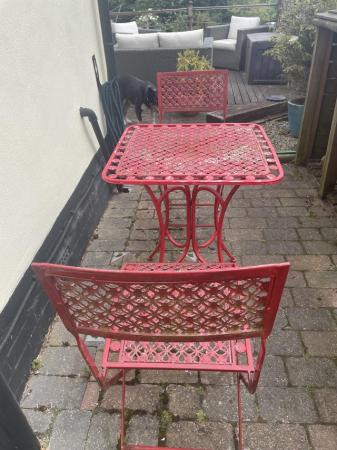 Image 2 of Sarah Raven Bistro Table & Chairs Set. Renovation Project.