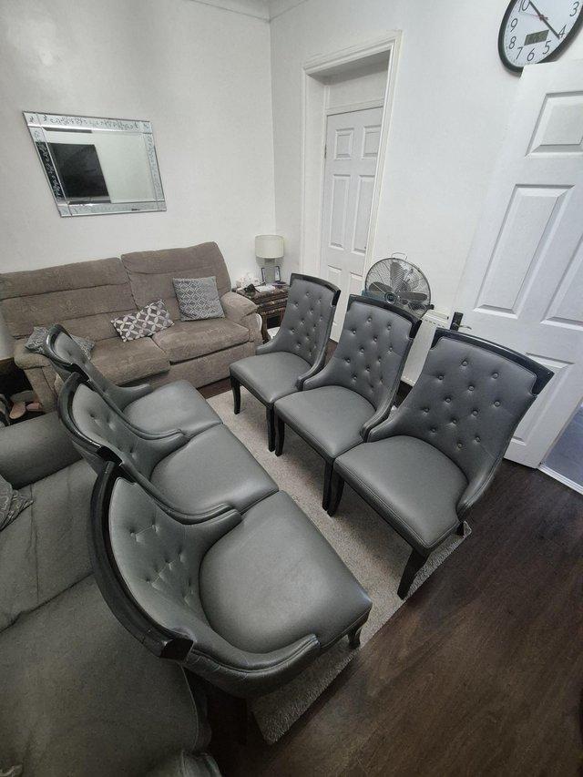 Grey faux leather 6 dinning chairs — Furniture & Homeware in Grays