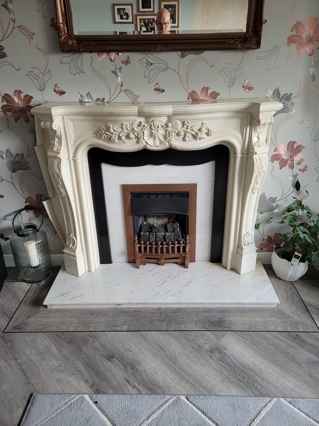 Preview of the first image of Marble fireplace with Inskip and heartg.