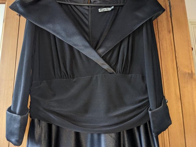 Preview of the first image of Black satin c;assic long dress size 20 by Eliza J.