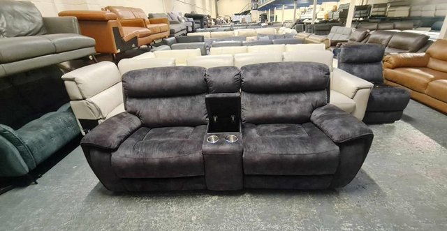 Image 7 of Radley Decent charcoal fabric manual recliner sofa