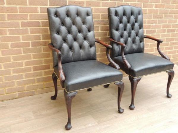 Image 5 of Pair of Antique Chesterfield Library Chairs (UK Delivery)