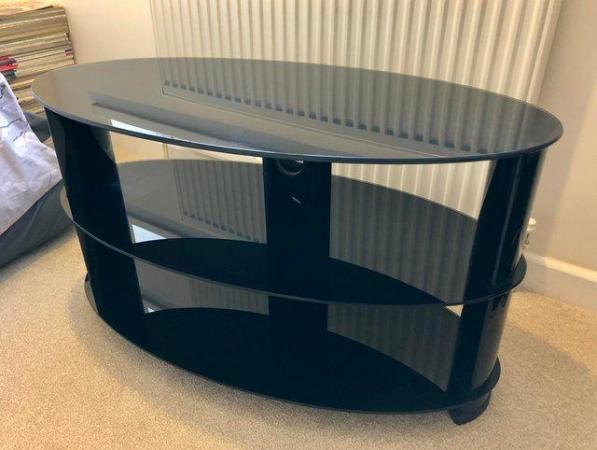 Image 1 of TV Stand - Black glass - John Lewis