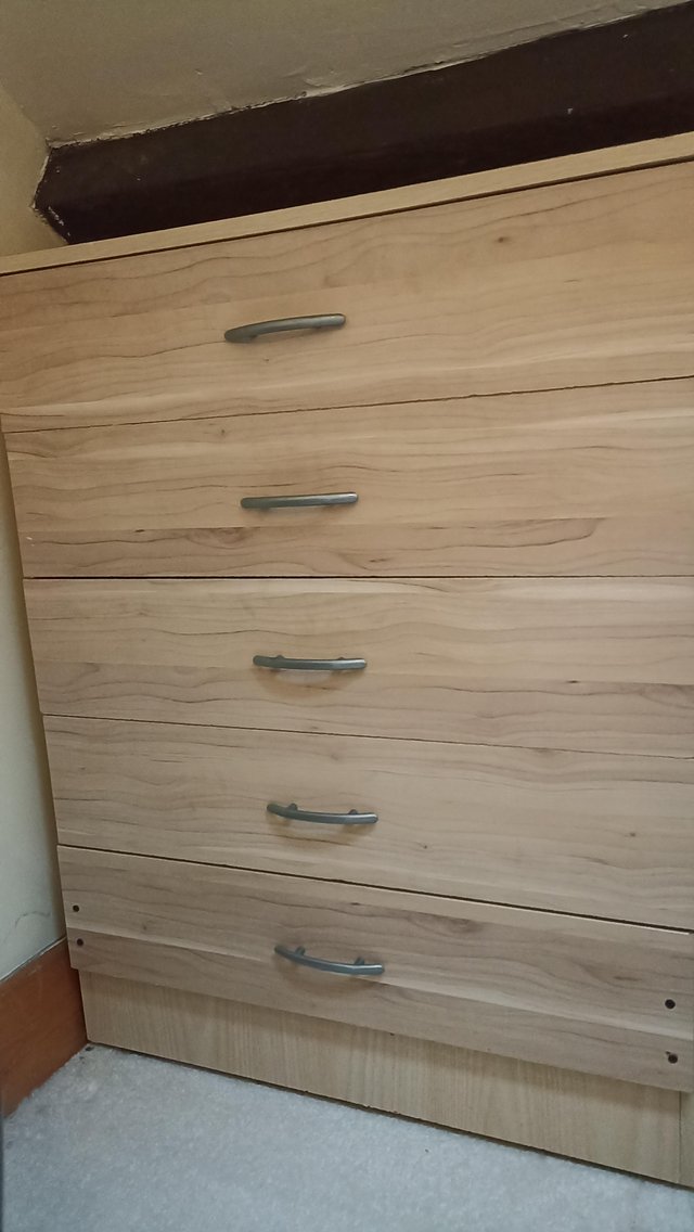 Preview of the first image of Light Wood 5 Drawer Chest Of Drawers.