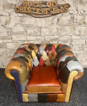 Image 3 of Chesterfield Harlequin Patchwork Club Chair
