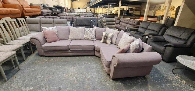 Image 2 of Gracie grey fabric chesterfield style corner sofa