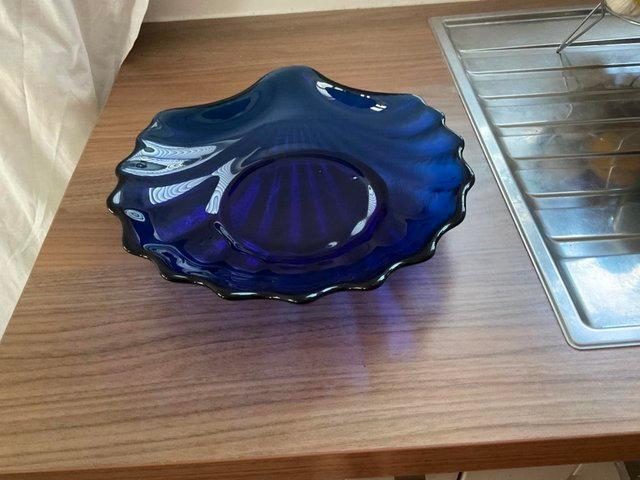 Preview of the first image of Blue Glass Bowl, excellent condition..