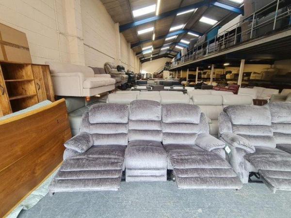 Image 6 of Farrington grey fabric manual recliner 2 x 3 seater sofas