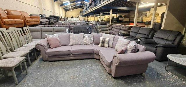 Image 3 of Gracie grey fabric chesterfield style corner sofa