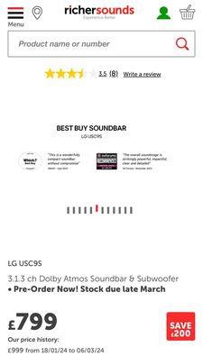 Image 2 of LG sound bar & Subwoofer - Model: USC9S